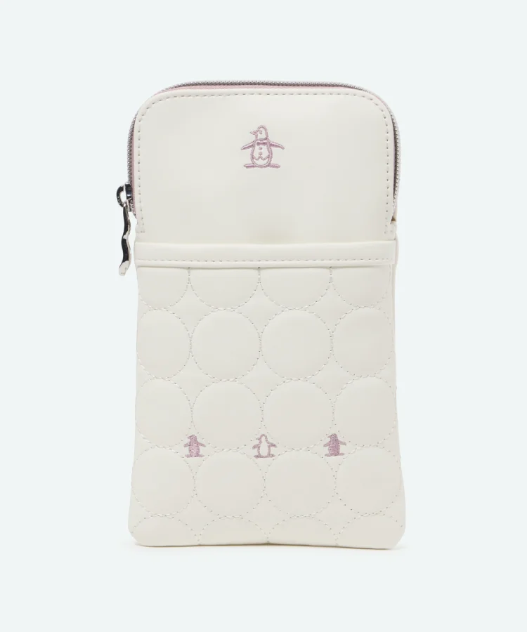 ペンギン刺繍が散りばめられたマルチポーチ