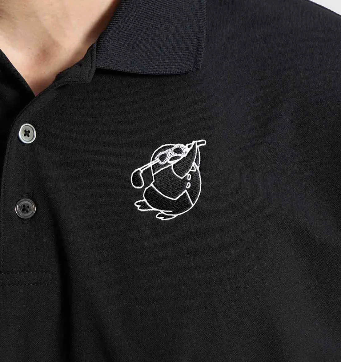 黒いペンギンのプリントのアップ