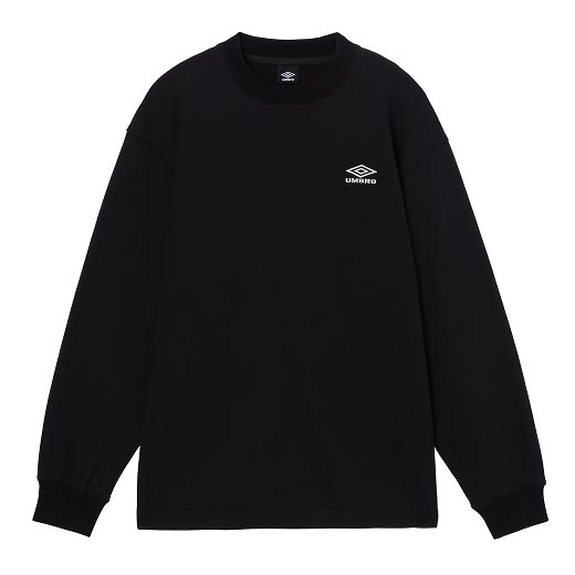 サッカーブランドアンブロのシンプルな黒のクルーネックスウェット