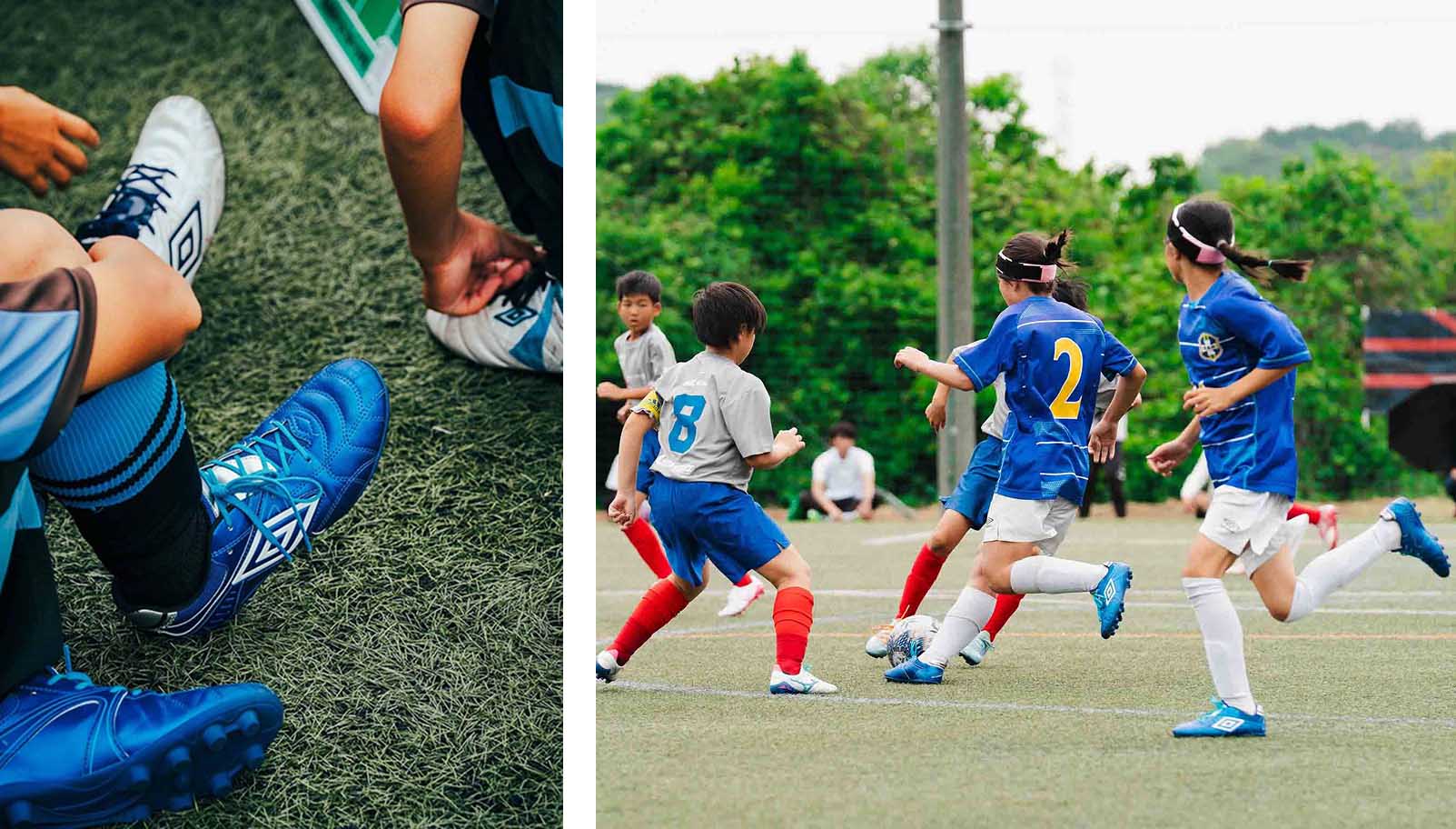 サッカーブランドアンブロの「プロテクトヘッドバンド」着用シーン1