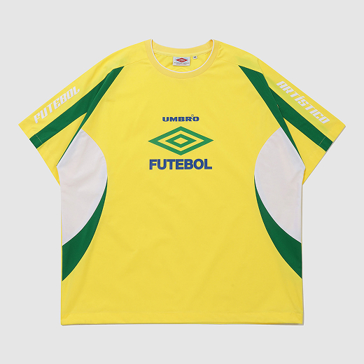 サッカーブランドアンブロのコリアコレクション｜イエローとグリーンのTシャツ｜ブロークコア
